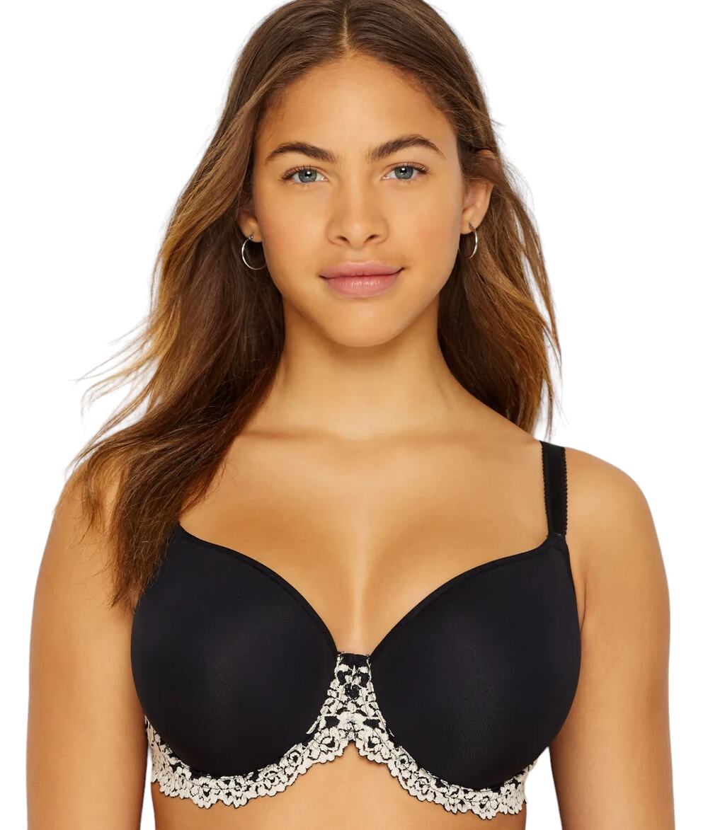 Wacoal Black and White Embrace Underwire Full Coverage Lace T-Shirt Bra Size 34D